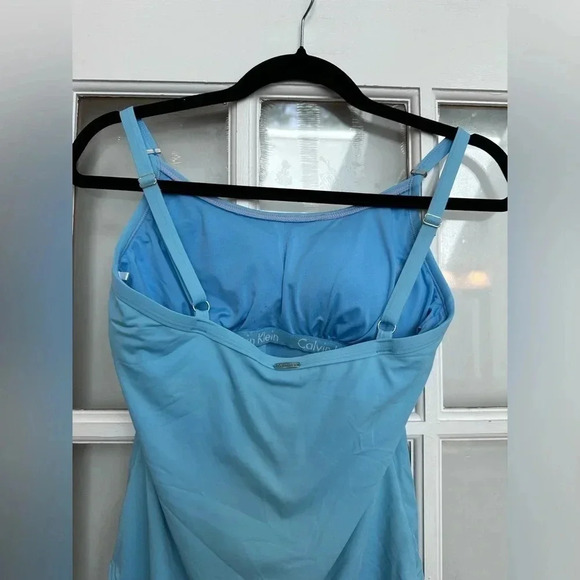 Calvin Klein Logo Classic One Piece Swimsuit Tiffany Blue Women’s Size 6 Small - Picture 6 of 16